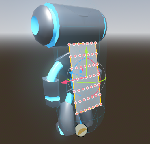 Subdividing the PlaneMesh and placing it on the character's back